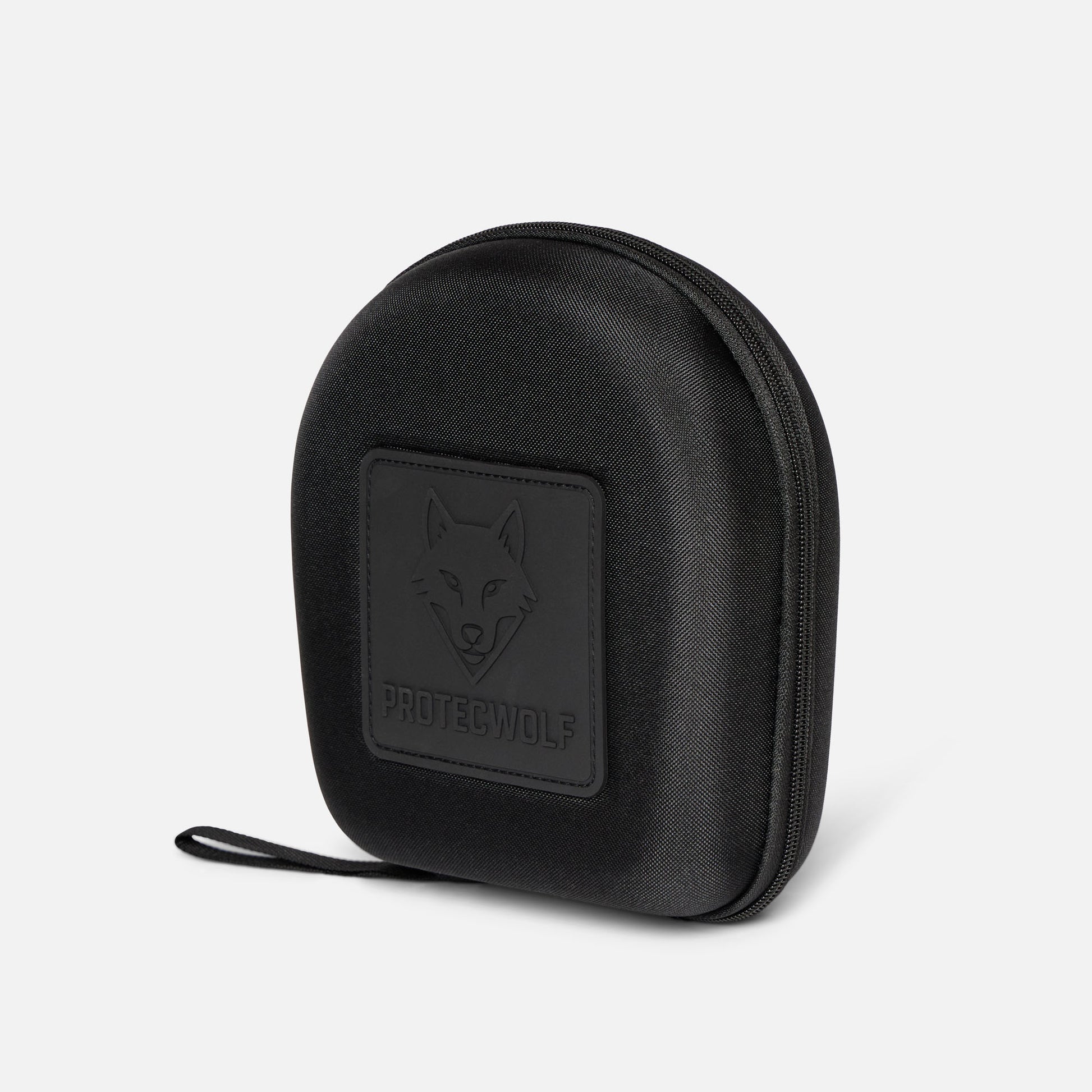 ProtecWolf hard shell headphone storage case with wolf logo