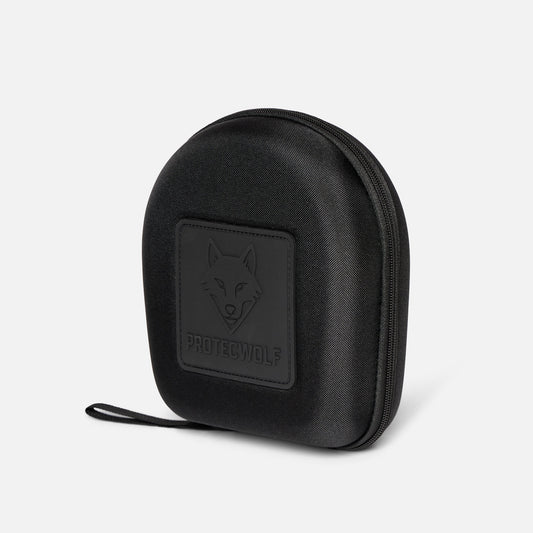 ProtecWolf hard shell headphone storage case with wolf logo