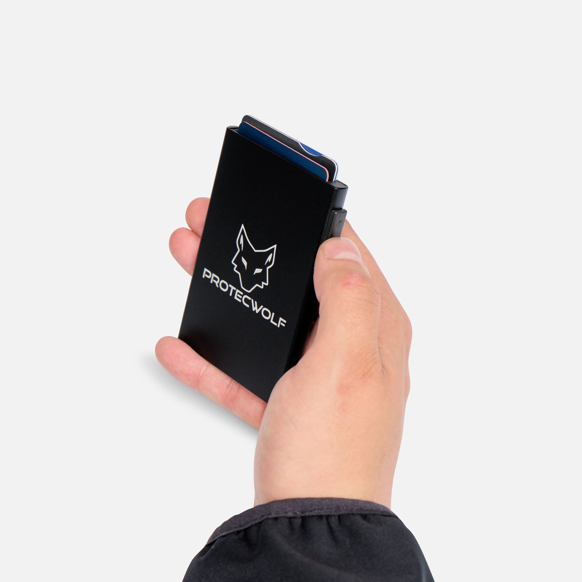ProtecWolf aluminium card holder with quick access cards