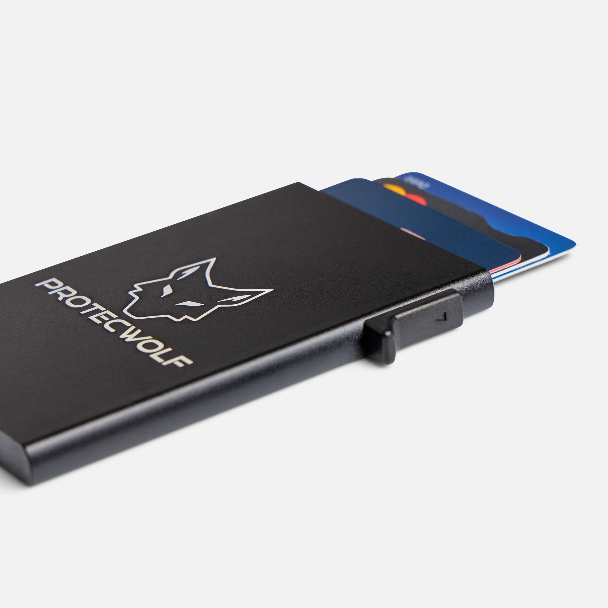 ProtecWolf slim aluminium card wallet angled product view
