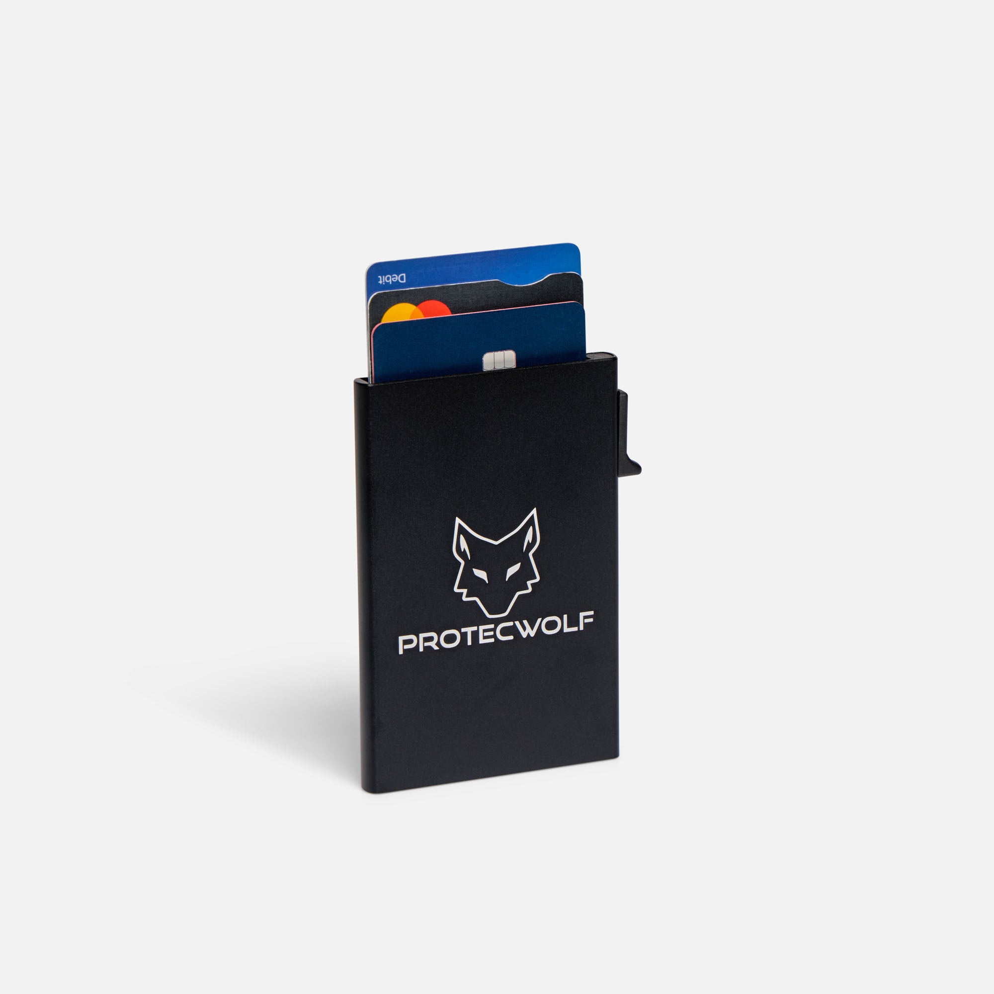 ProtecWolf RFID wallet with cards partially ejected